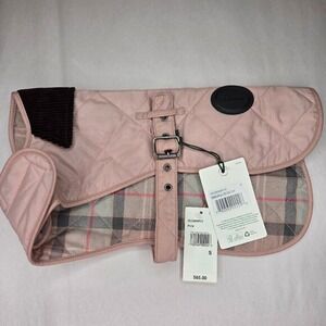 Barbour Quilted Dog‎ Coat Pink, Brown Corduroy Collar Size M, 15" Chest